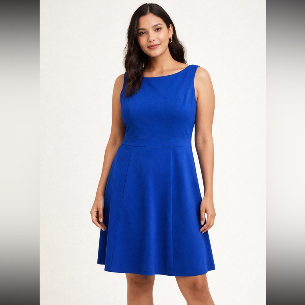 Nine West Blue Sleeveless A-Line Dress Knee Length - Size 16
